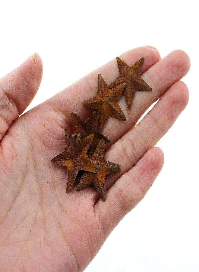 TAODAN 50PCS 1 Inch Metal Star Antique Real Rust Finish Christmas Decoration Pendant Stamping Part Pentagram Crafts Decoration Barn Star for Decorating House Wall Door - Image 2